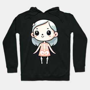 Cute Kawaii Ghost Girl in a Halloween Skeleton Costume | Happy Halloween for Girls Hoodie